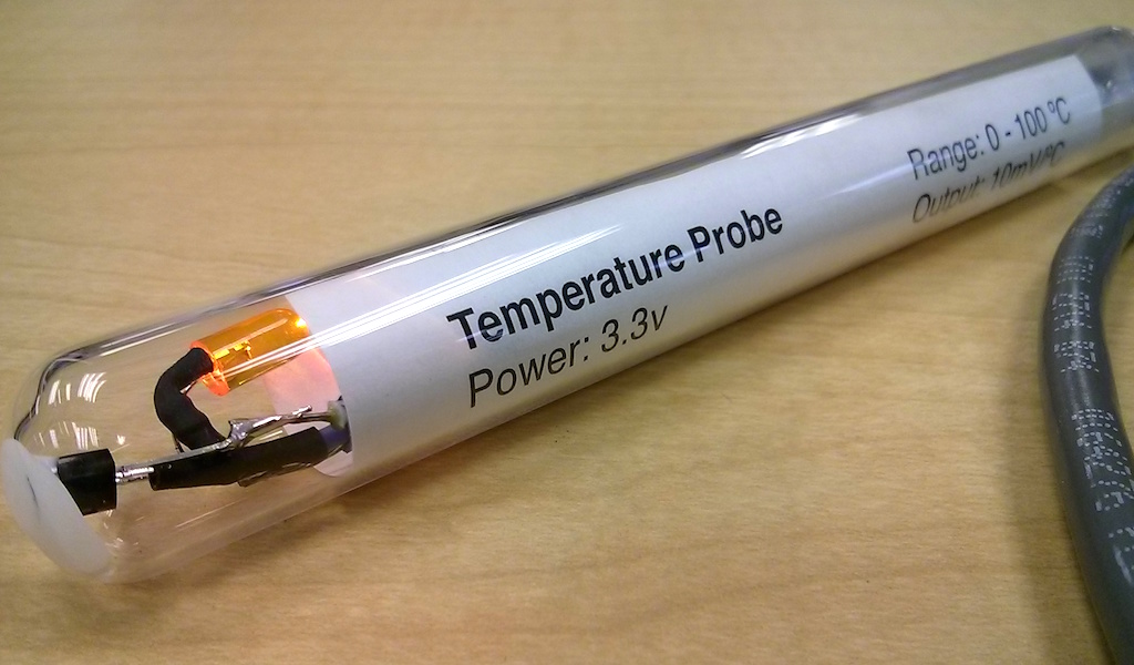 Temperature probe built into a Pyrex test tube