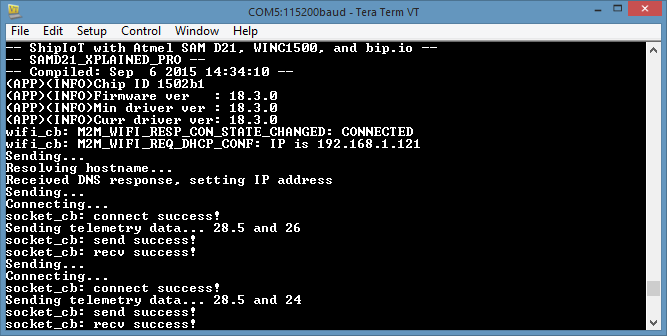 Ship IoT With Atmel SAMD21 Xplained Pro, WINC1500 WiFi, And I/O1 ...